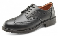 Managers Brogue Safety Shoe In Black Leather With Steel Toe Cap